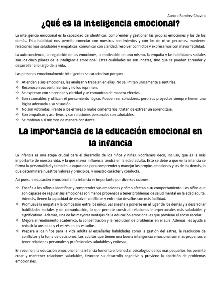 Educación Emocional en el Aula Infantil | PDF | Las emociones ...