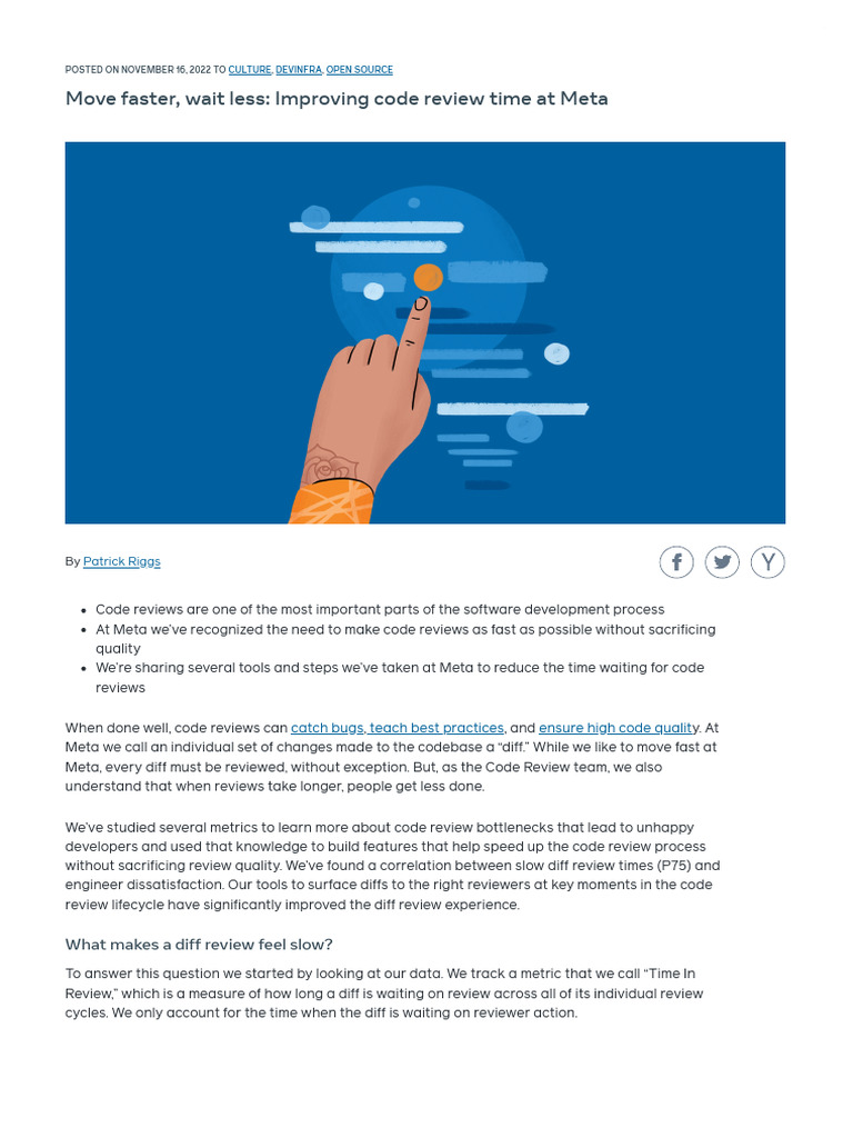 Speeding Up Code Reviews at Meta | PDF | Experiment | Software
