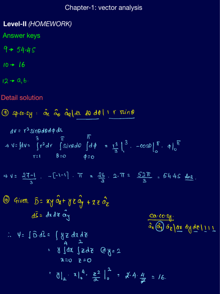 Vector Analysis and Maxwell's Equations Solutions | PDF ...