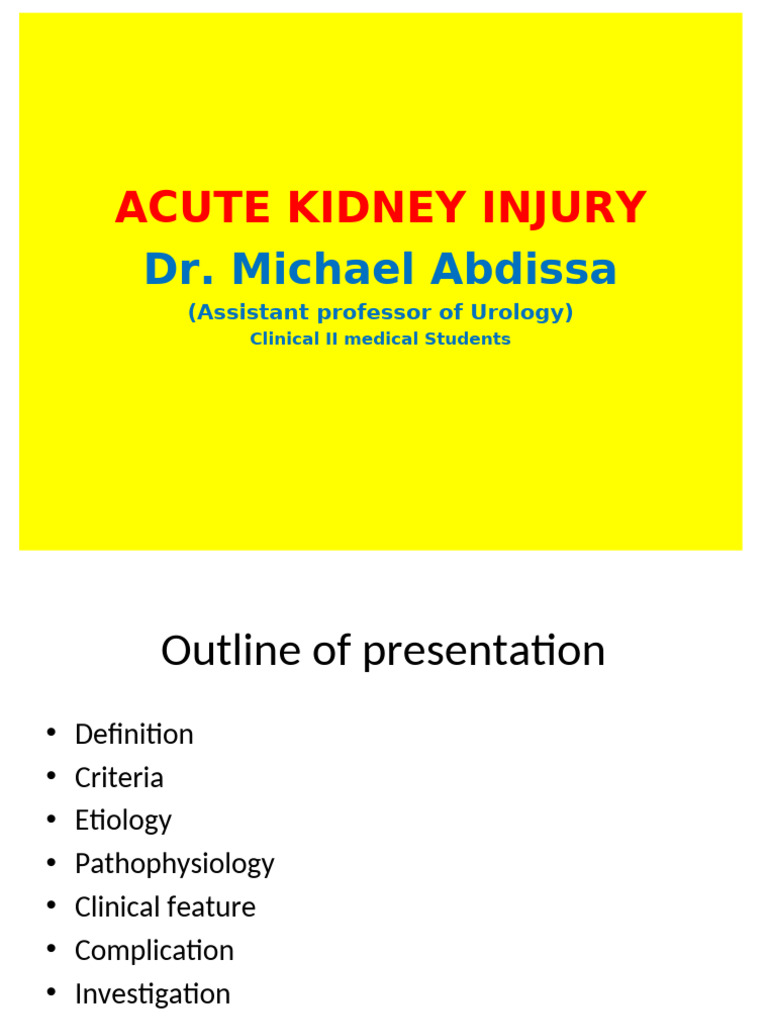 Acute Kidney Injury Overview and Management | PDF | Kidney | Diseases ...