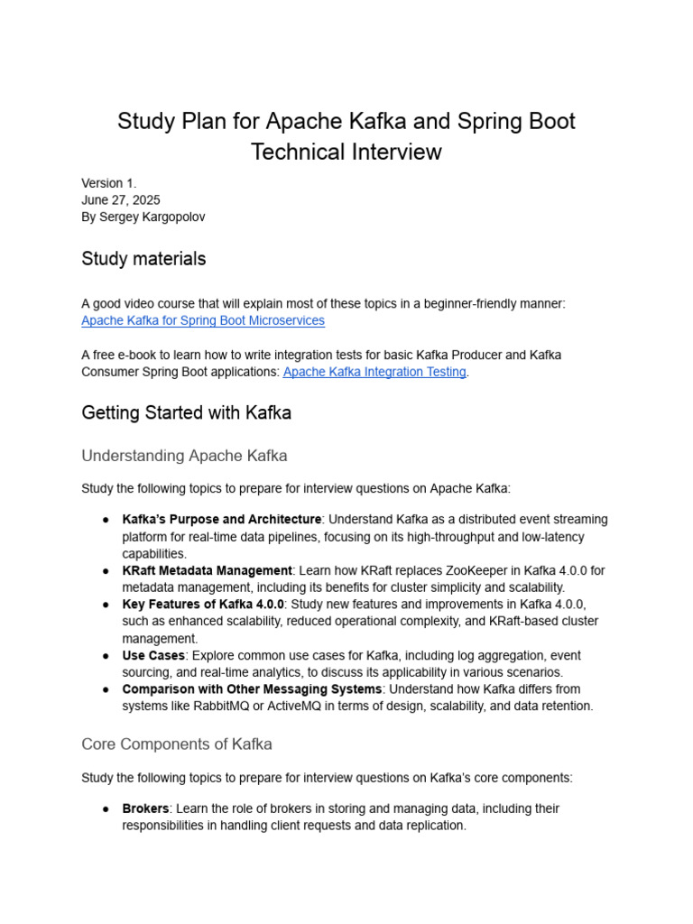 Apache Kafka & Spring Boot Study Guide | PDF | Replication (Computing ...