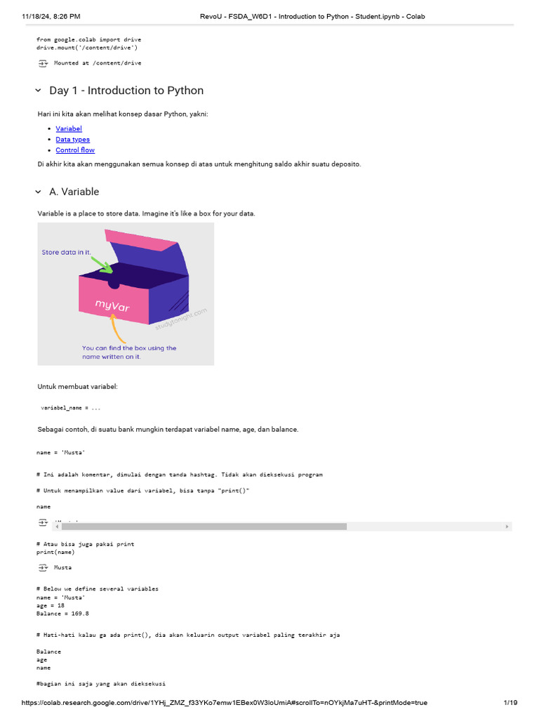 Dasar-Dasar Python: Variabel & Tipe Data | PDF