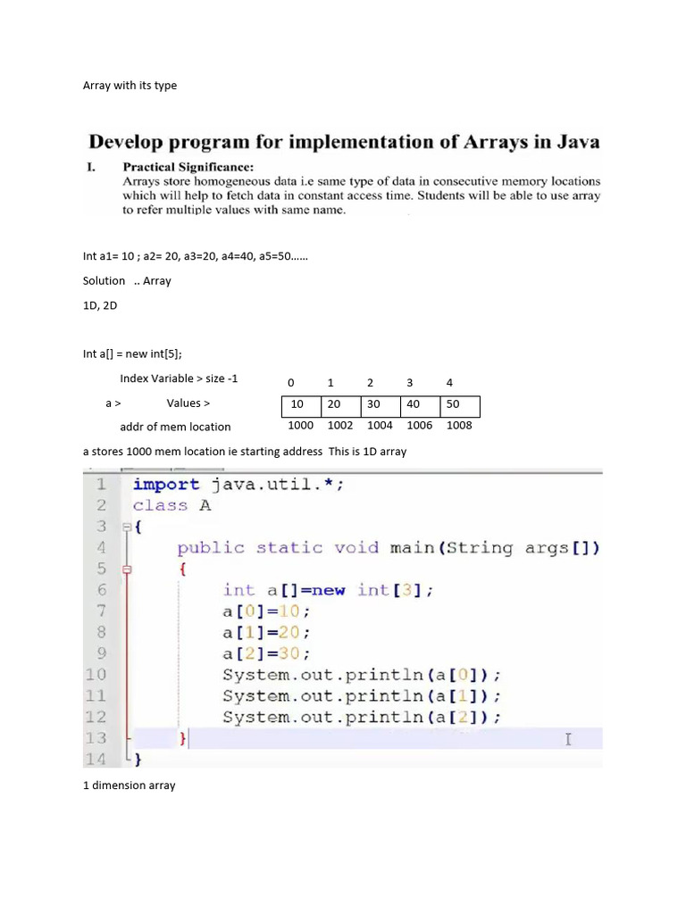 Array With Its Type | PDF