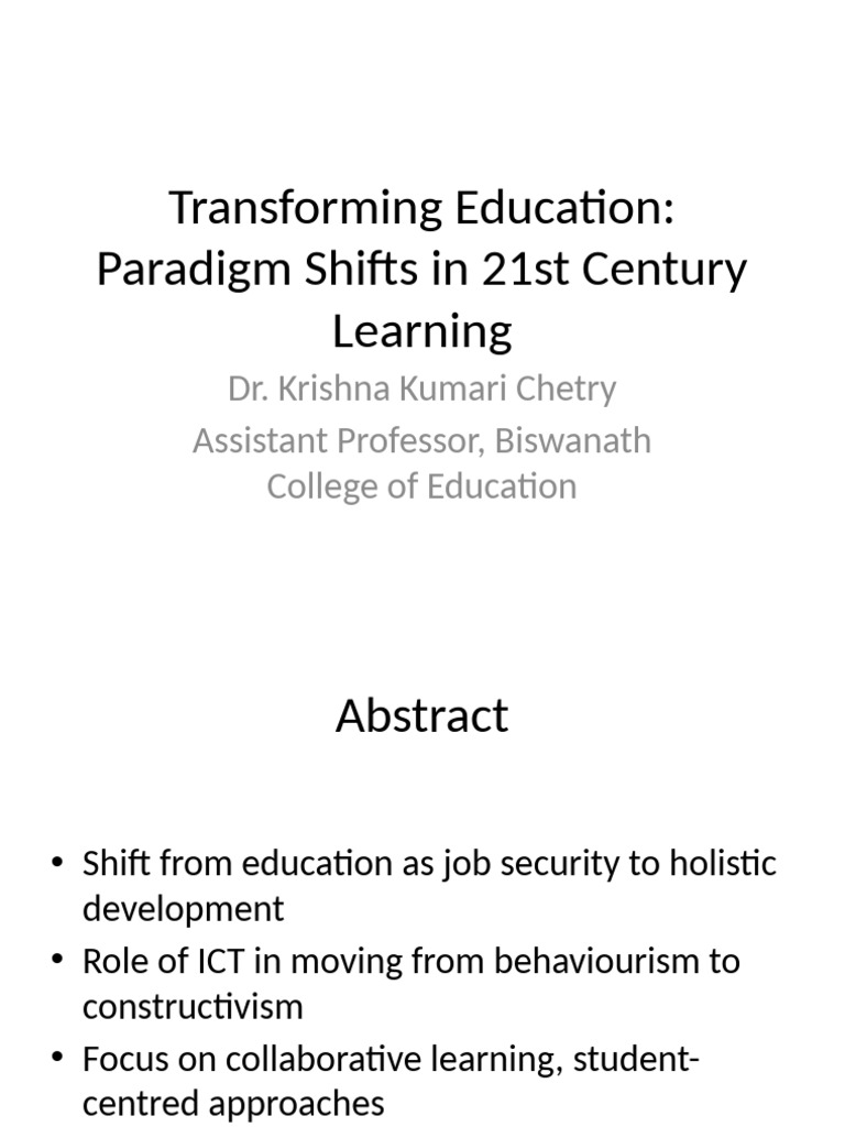 21st Century Education Paradigm Shifts | PDF | Learning | Educational ...