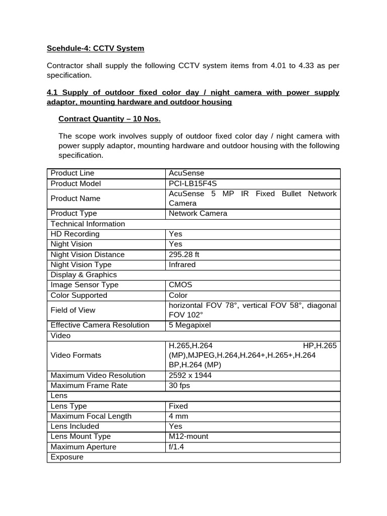 CCTV System Supply Specifications | PDF | Optical Fiber | Pipe (Fluid ...