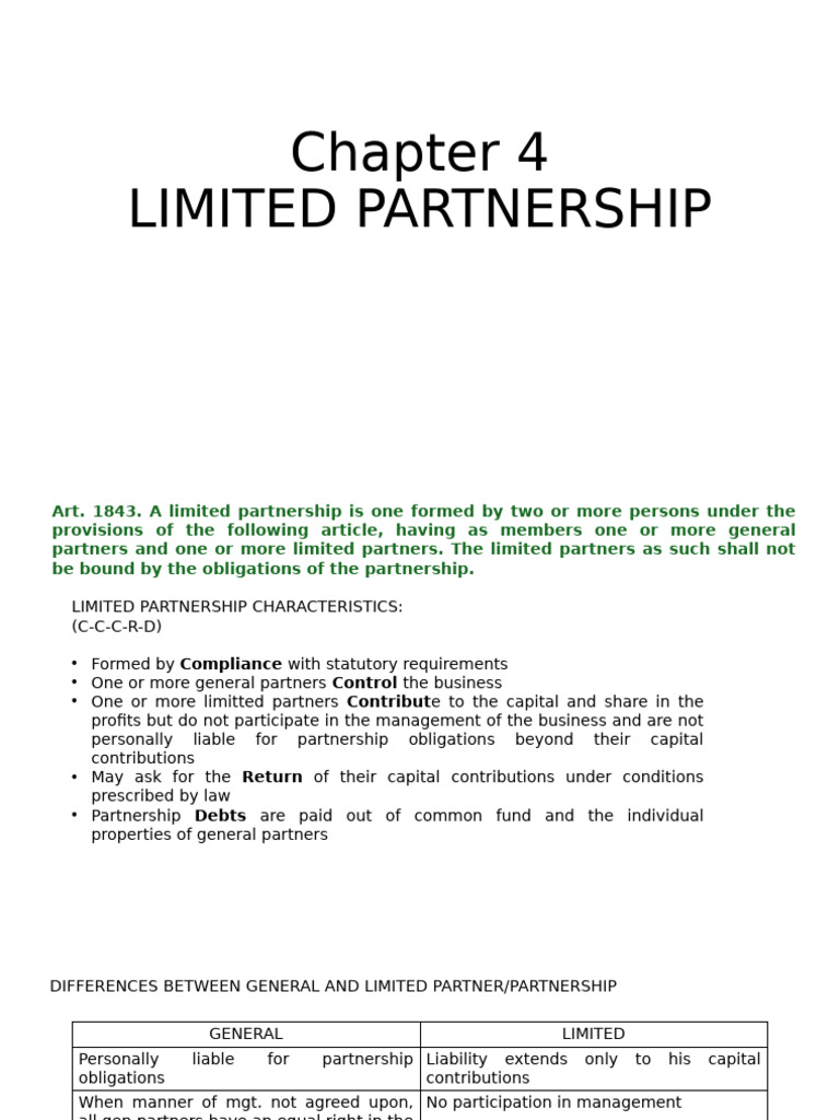 Understanding Limited Partnerships | PDF | Limited Partnership ...