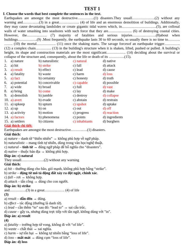 Test 1 (Advanced) (Key) | PDF