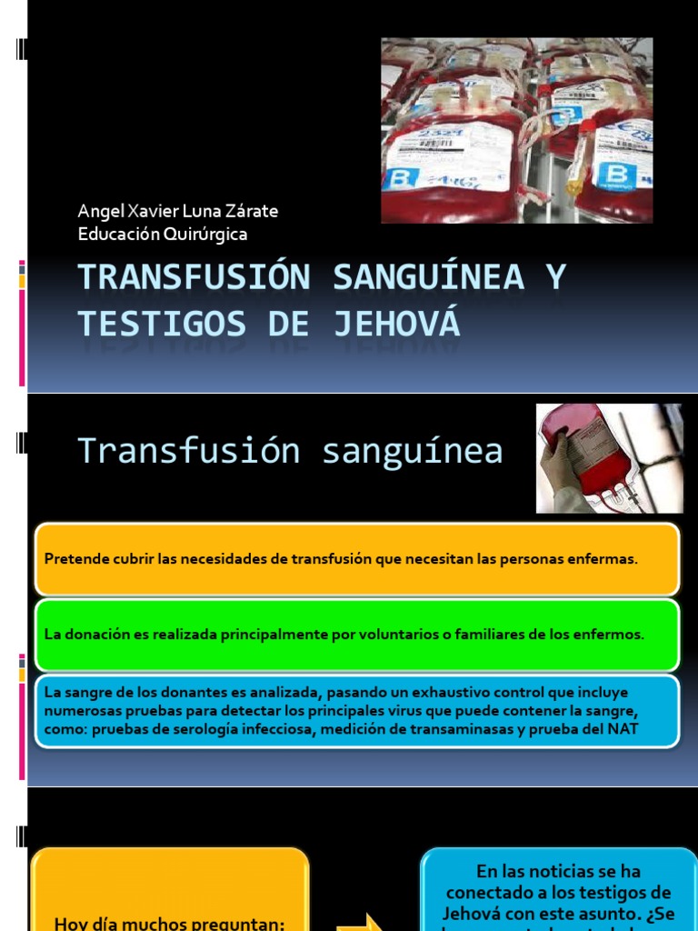 Transfusión Sanguínea y Testigos de Jehová | PDF | Transfusión de ...