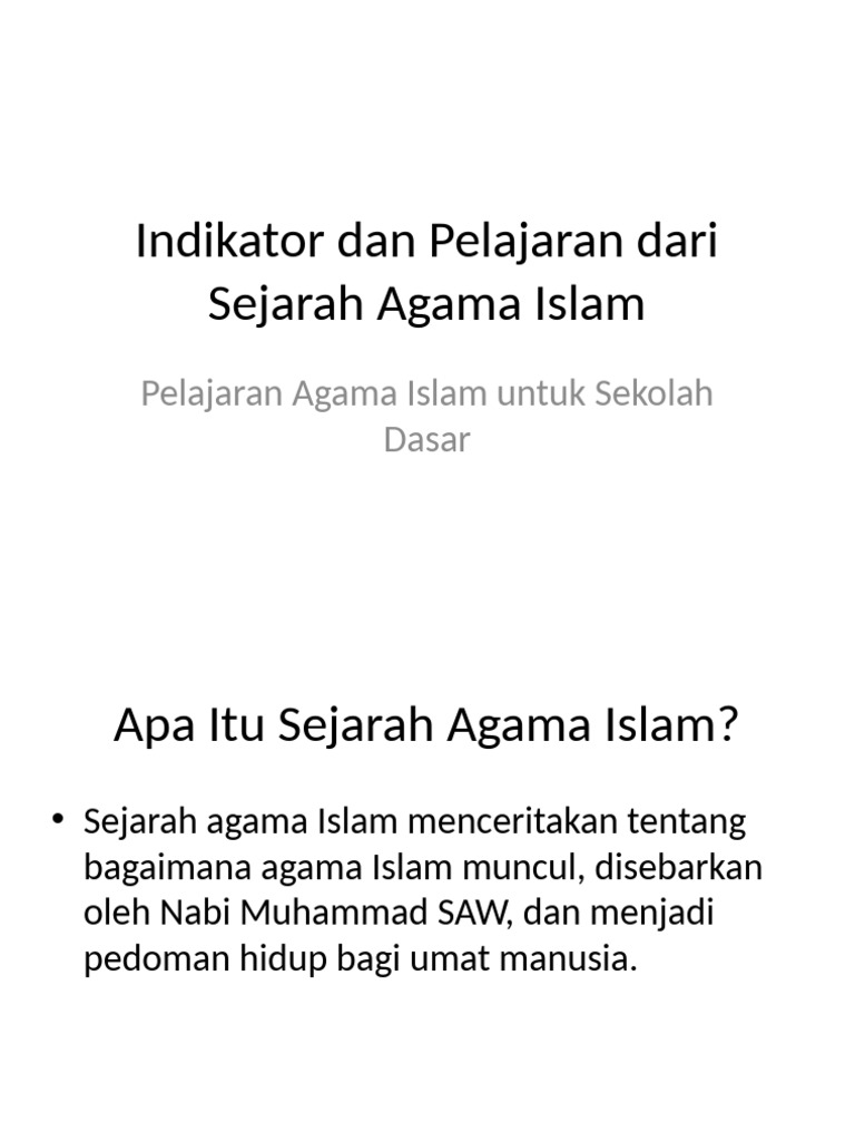 Indikator Dan Pelajaran Sejarah Agama Islam SD | PDF