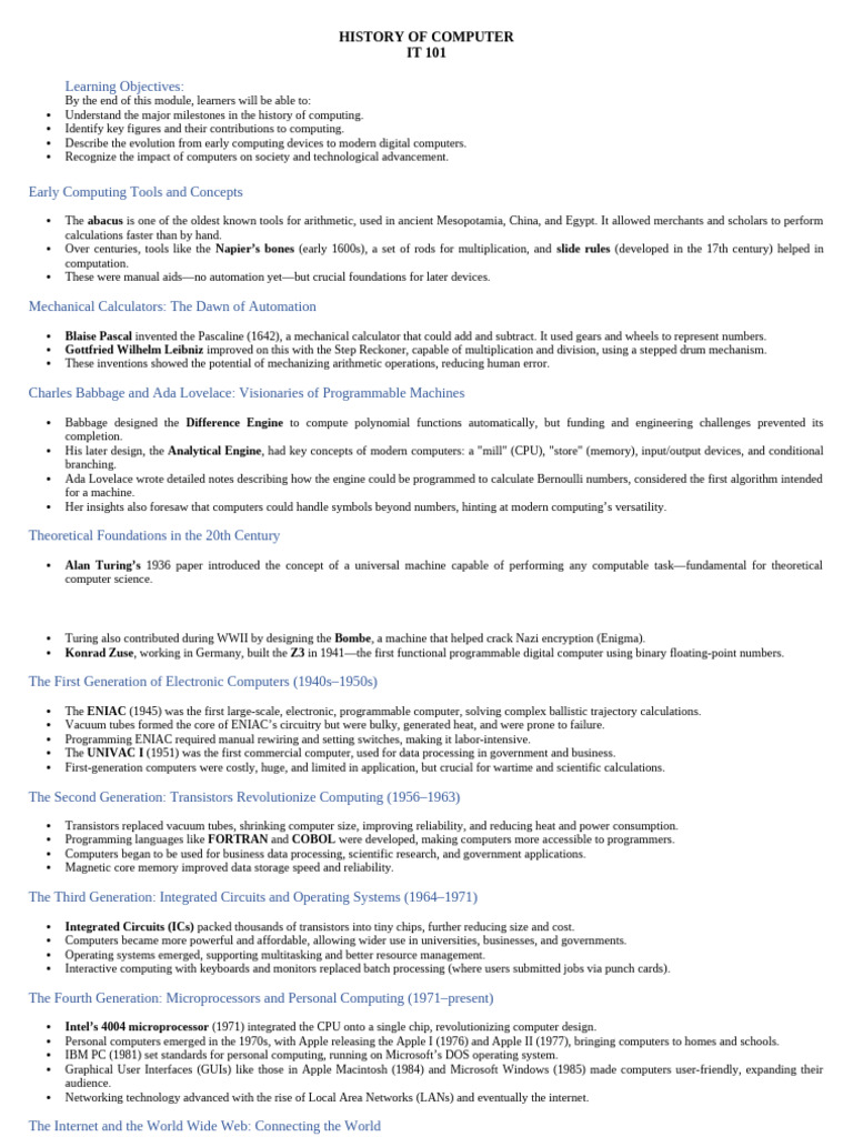 Milestones in Computer History | PDF | Personal Computers | Computing