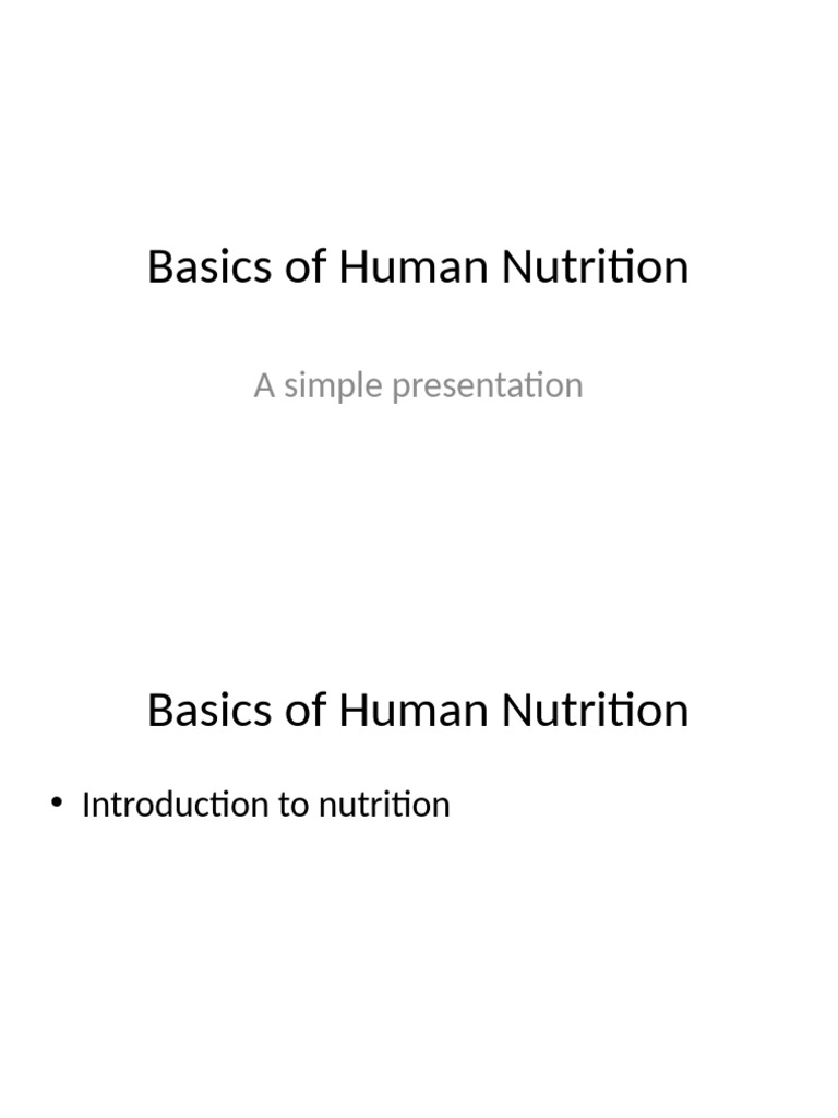 Basics of Human Nutrition | PDF