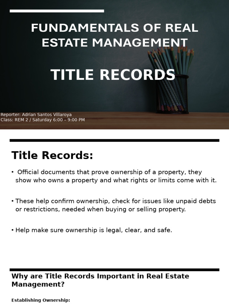 Understanding Title Records in Real Estate | PDF | Mortgage Law | Title ...
