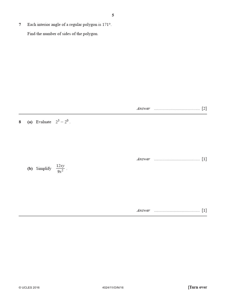 Regular Polygon Angle Calculation | PDF