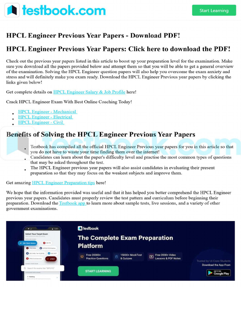 HPCL Engineer Previous Year Papers - Download PDF! | PDF