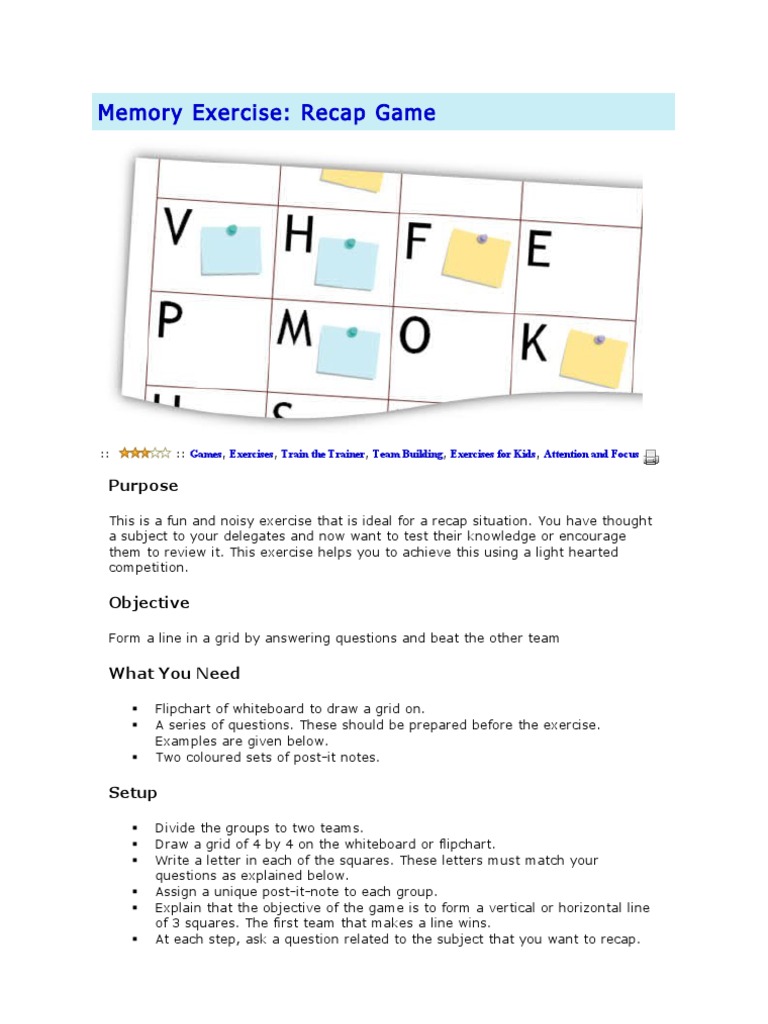 Memory Recap Game for Seniors | PDF