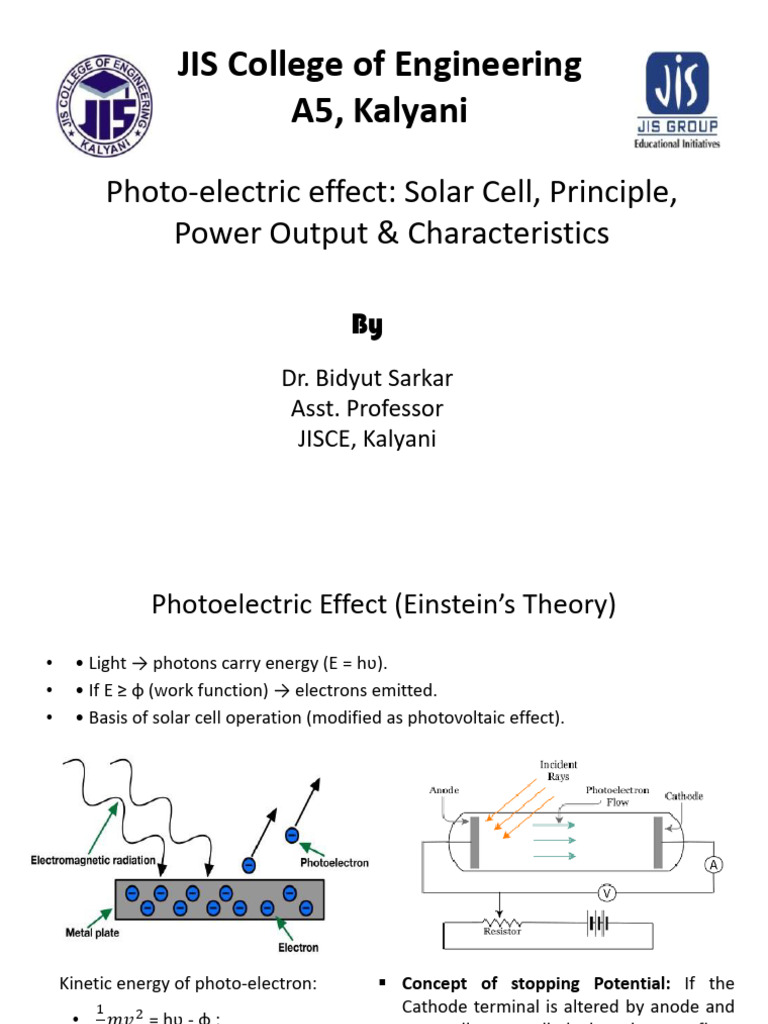 Solar Cell Principles and Efficiency Analysis | PDF | Photoelectric ...