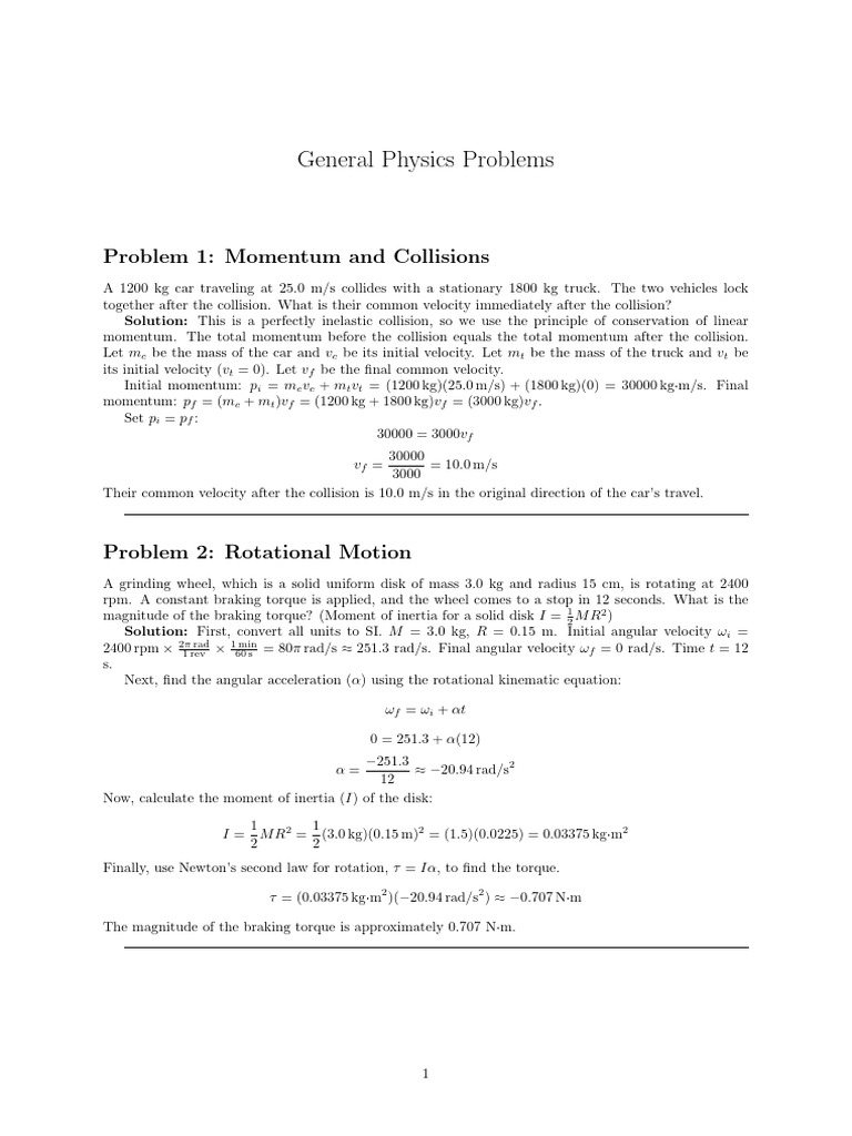 Physics Problems: Momentum, Torque, SHM | PDF | Torque | Momentum