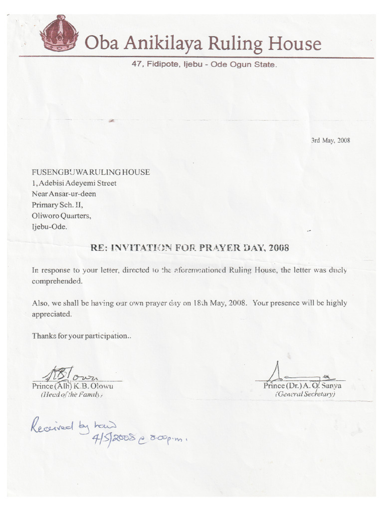 Oba Anikilaya Ruling House | PDF