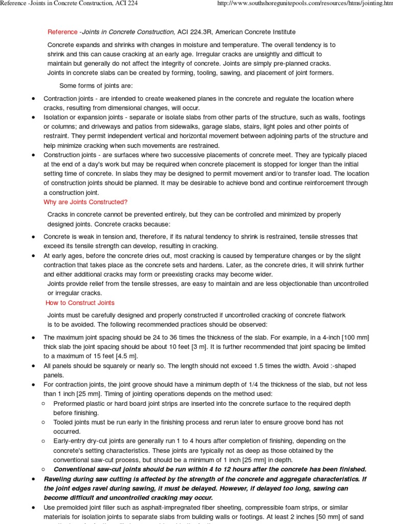 Joints in Concrete Construction Guidelines | PDF | Fracture | Concrete