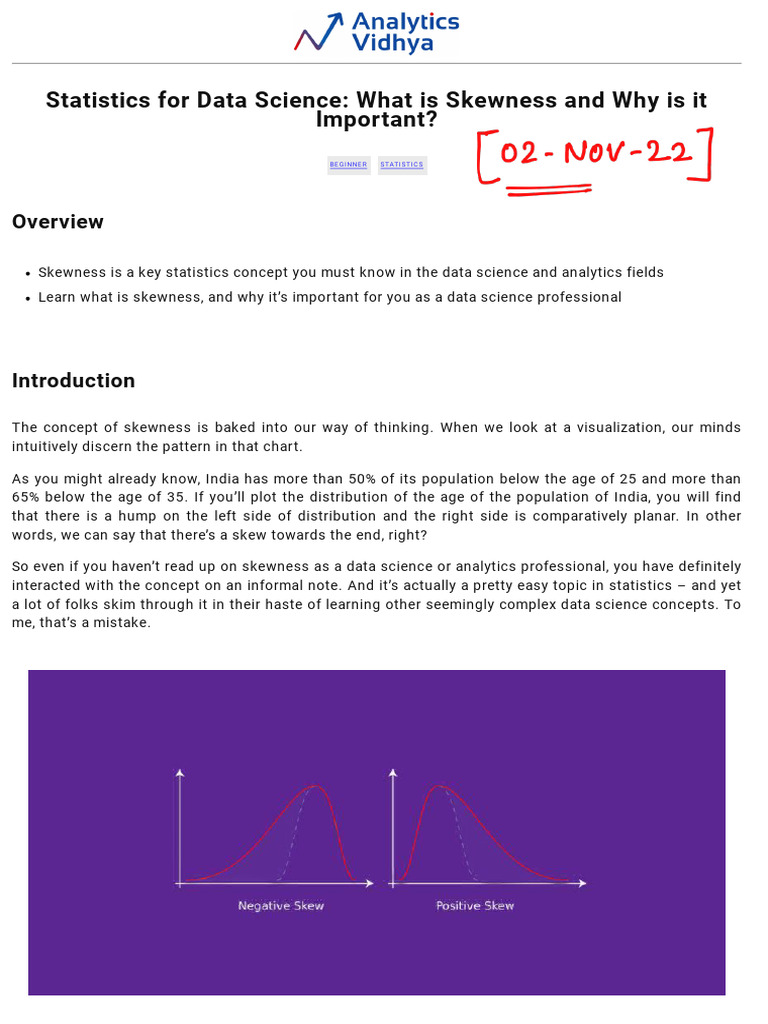 What Is Skewness Statistics | PDF | Skewness | Mode (Statistics)