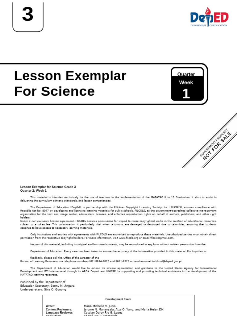 Grade 3 Science Lesson Plan Week 1 | PDF | Copyright | Question