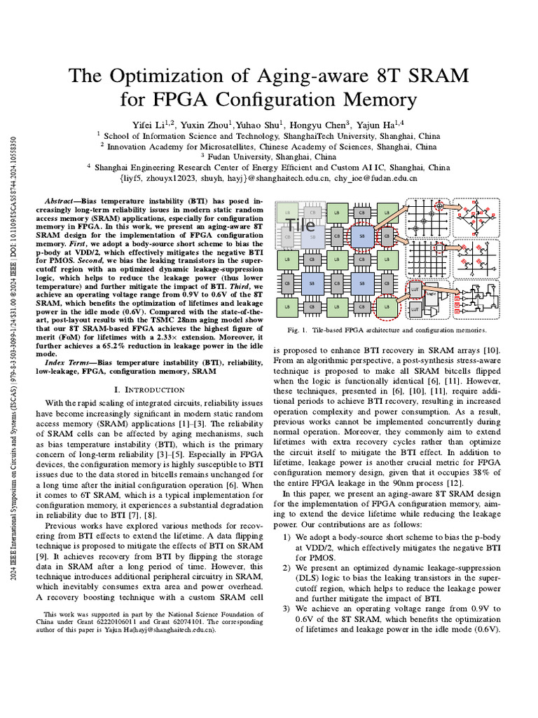 The Optimization of Aging-Aware 8T SRAM For FPGA Configuration Memory ...