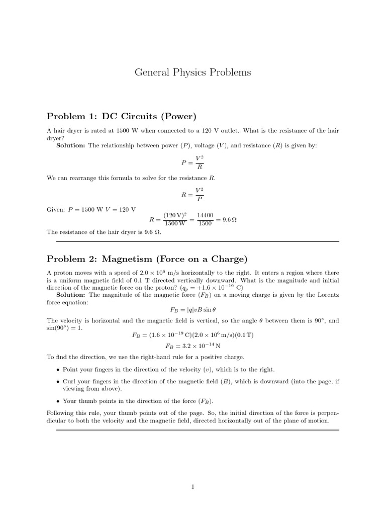 General Physics Problem | PDF | Force | Motion (Physics)