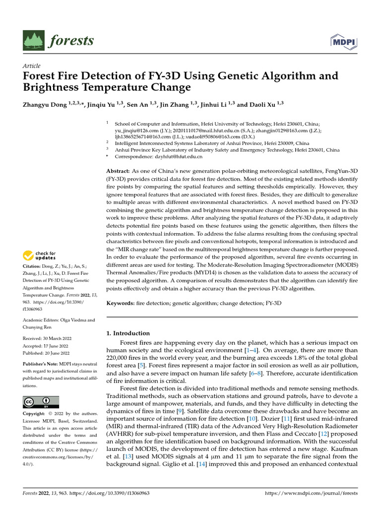FY-3D Forest Fire Detection Algorithm | PDF