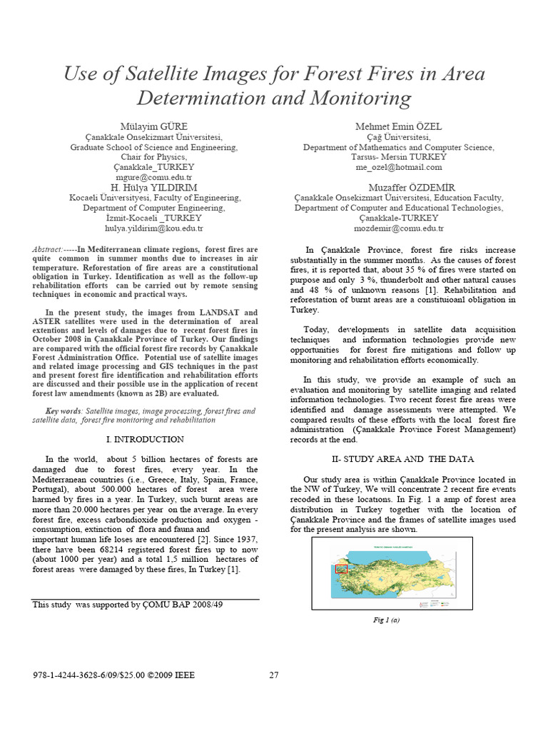 Use of Satellite Images For Forest Fires in Area | PDF | Wildfire ...