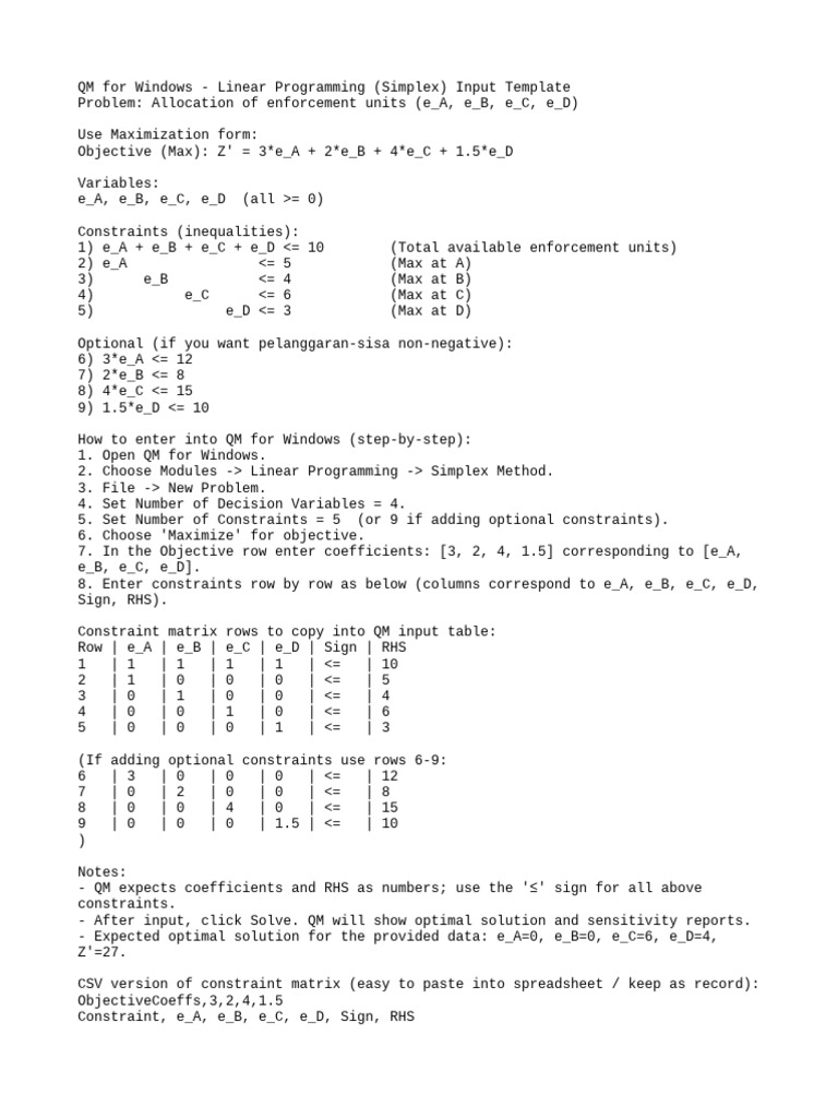 Enforcement Unit Allocation Template | PDF
