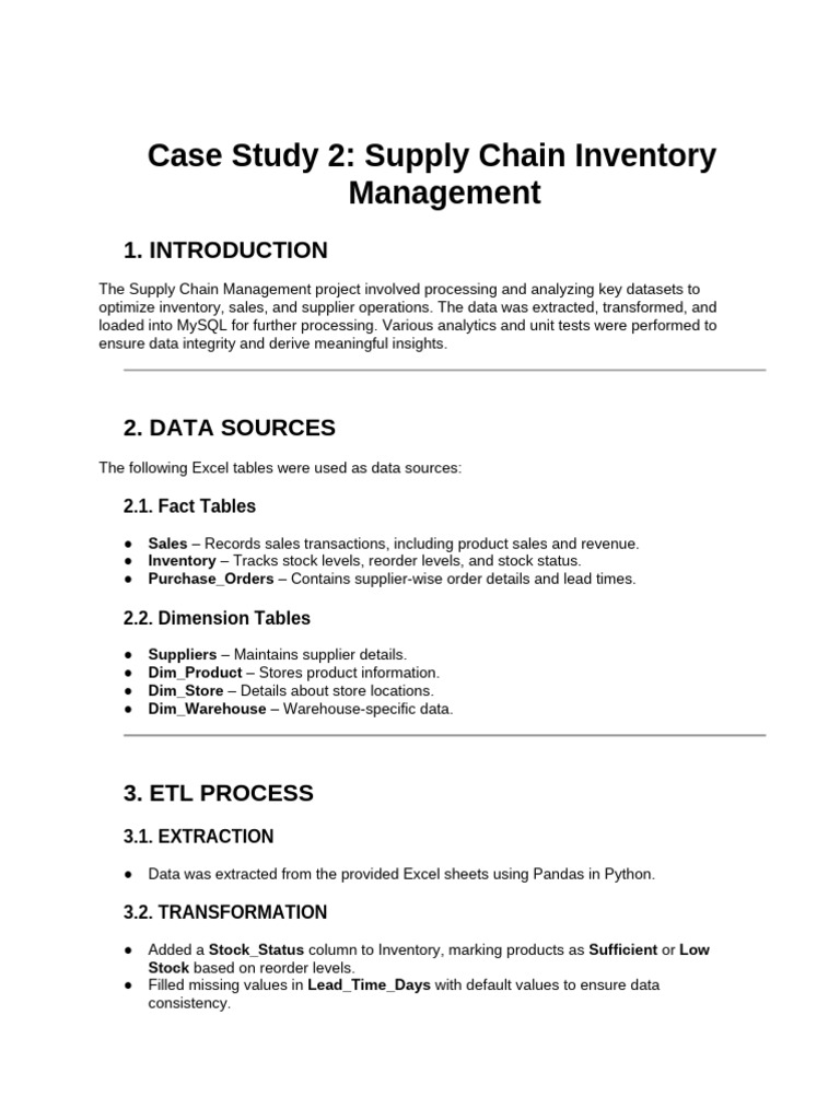 Supply Chain Inventory Management Case Study | PDF | Inventory ...