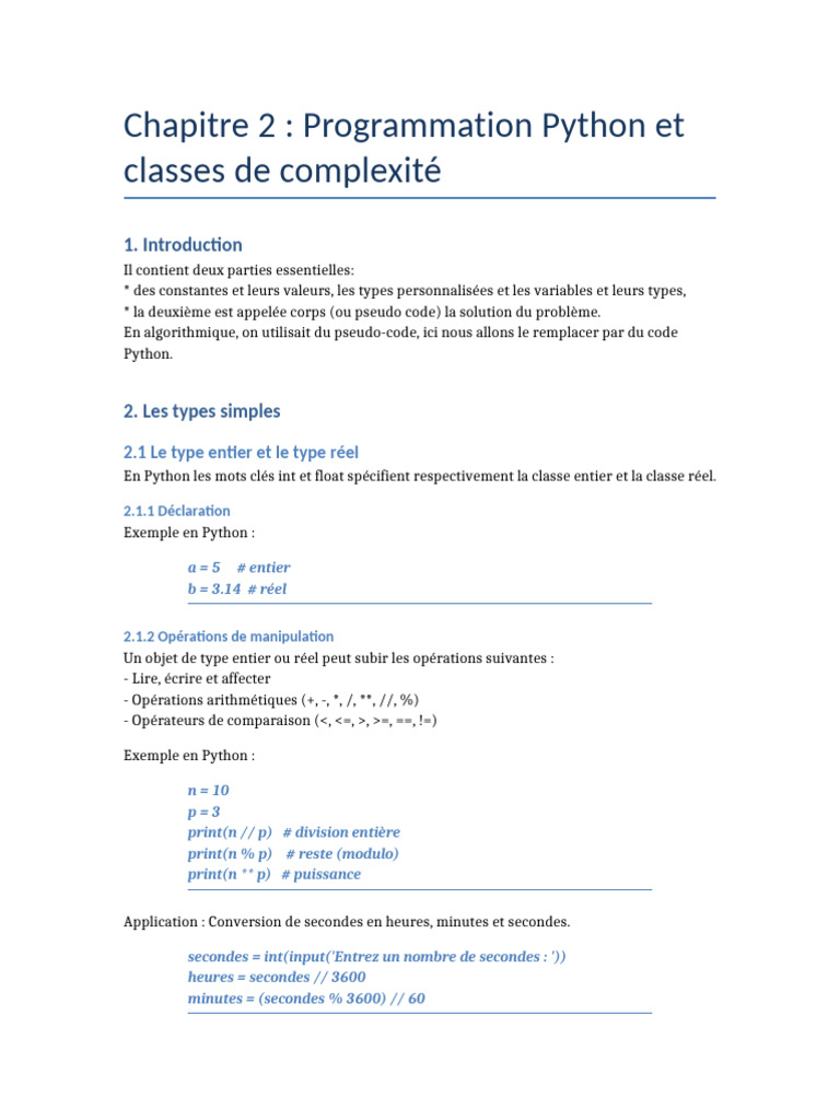 Programmation Python : Types et Contrôles | PDF | Python (Langage de ...