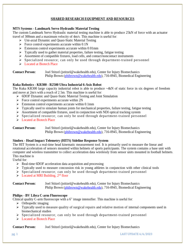 Shared Research Equipment Resources Master List 06132023 | PDF ...