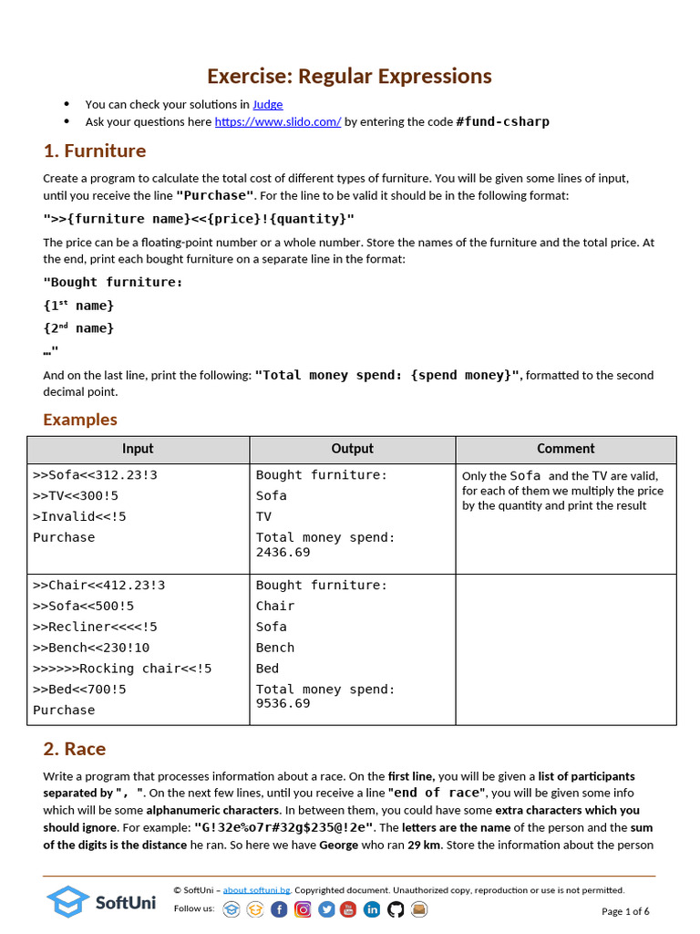 Regular Expressions Exercises Guide | PDF | Encryption | Multiplication