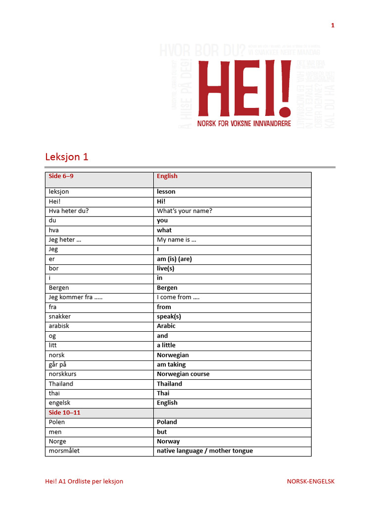 Engelsk Leksjon 1 | PDF