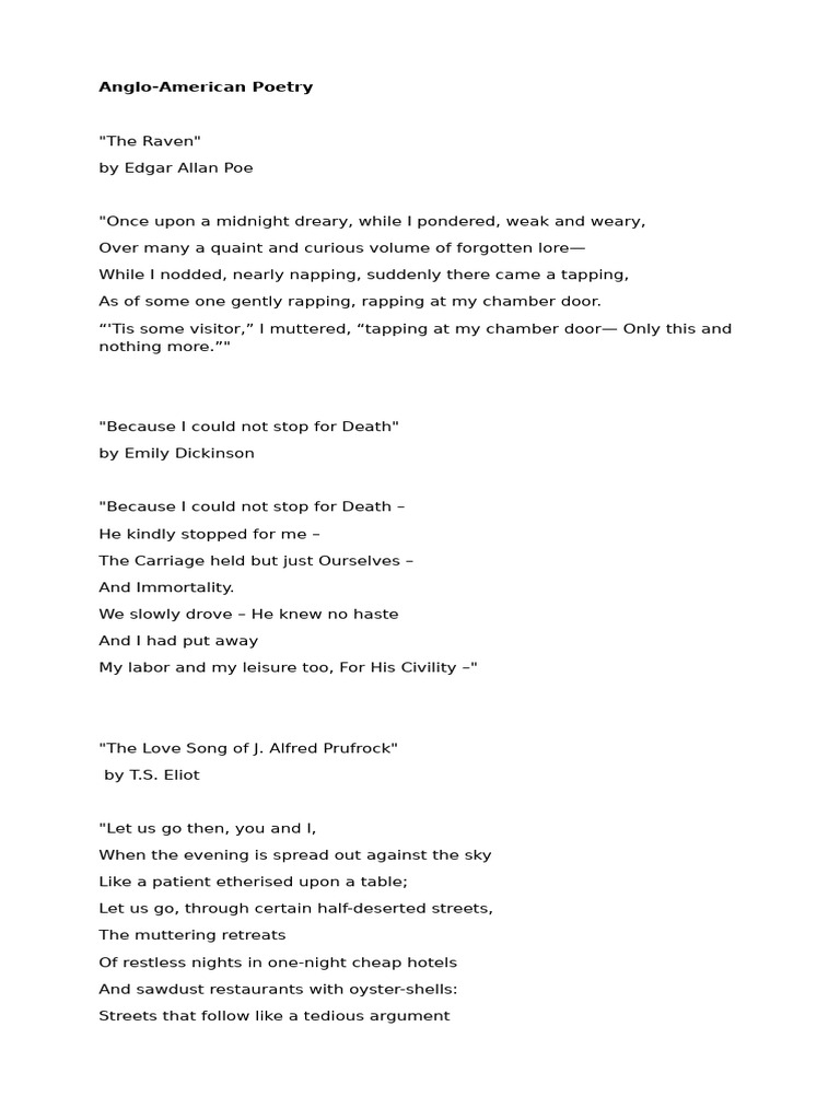 Anglo-American Poetry | PDF