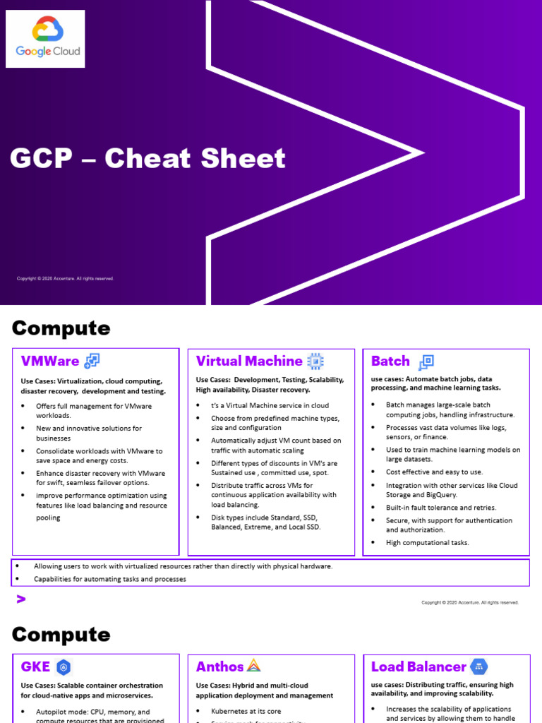 GCP Cheat Sheet: Cloud Solutions Overview | PDF | Cloud Computing ...
