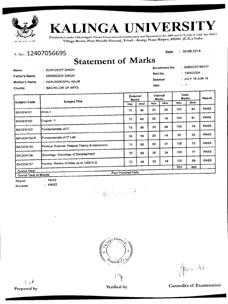 Marksheet 1 | PDF