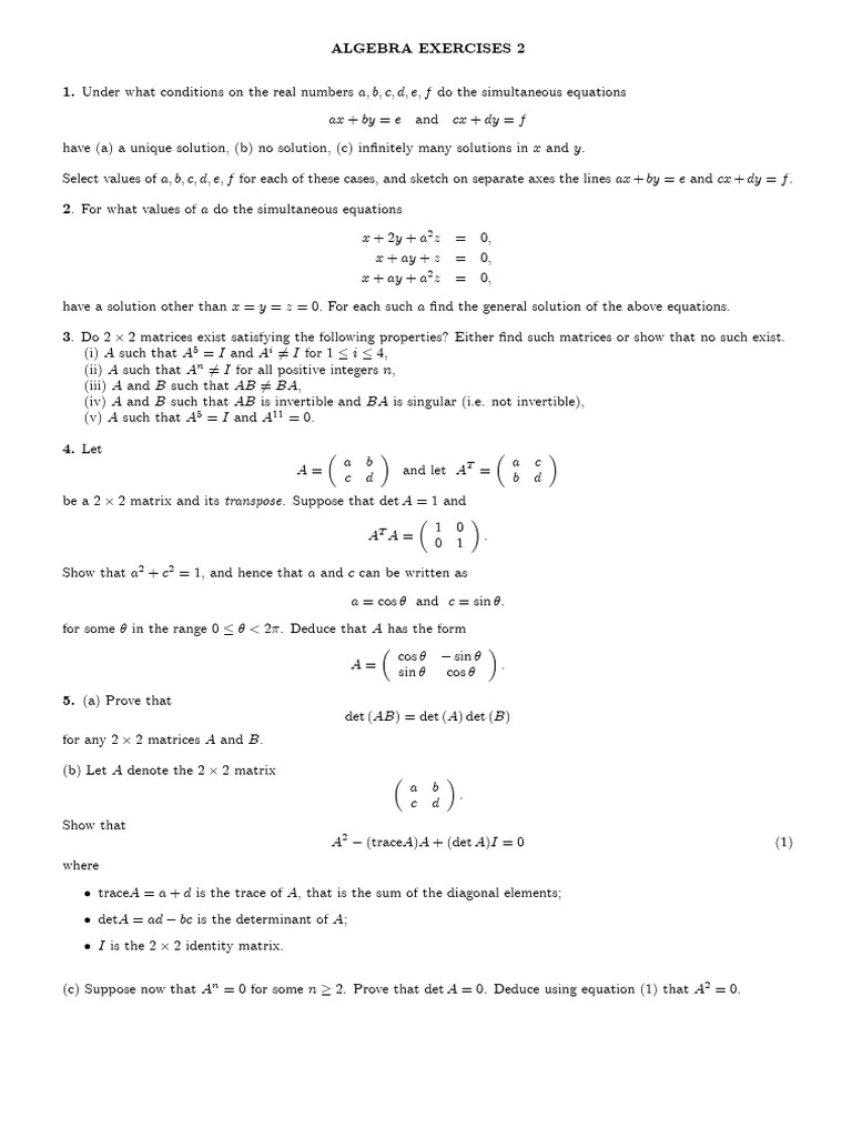 Abstract Algebra Practice 2 | PDF | Equations | Matrix (Mathematics)
