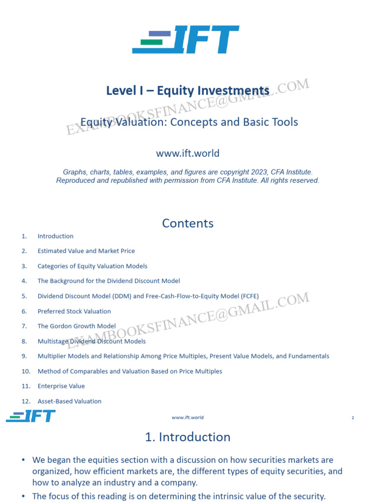 Equity Valuation Concepts and Tools | PDF | Stock Valuation | Valuation ...