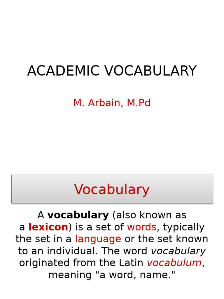 Defining Academic Vocabulary | PDF | Vocabulary | Word