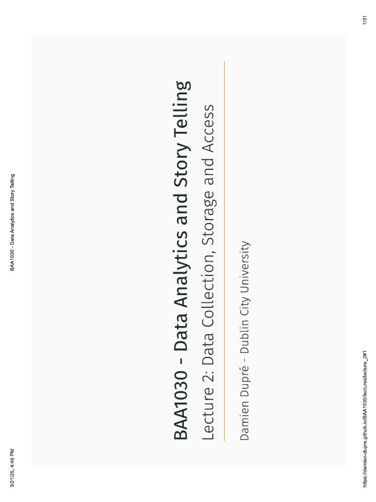 DCU Data Analytics and Storytelling Lecture 2 | PDF