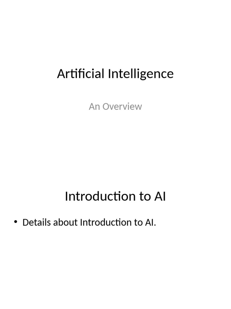 Overview of Artificial Intelligence | PDF