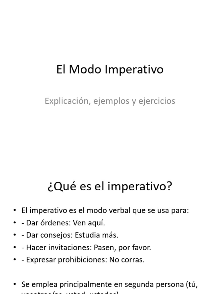 Modo Imperativo: Definición y Ejemplos | PDF