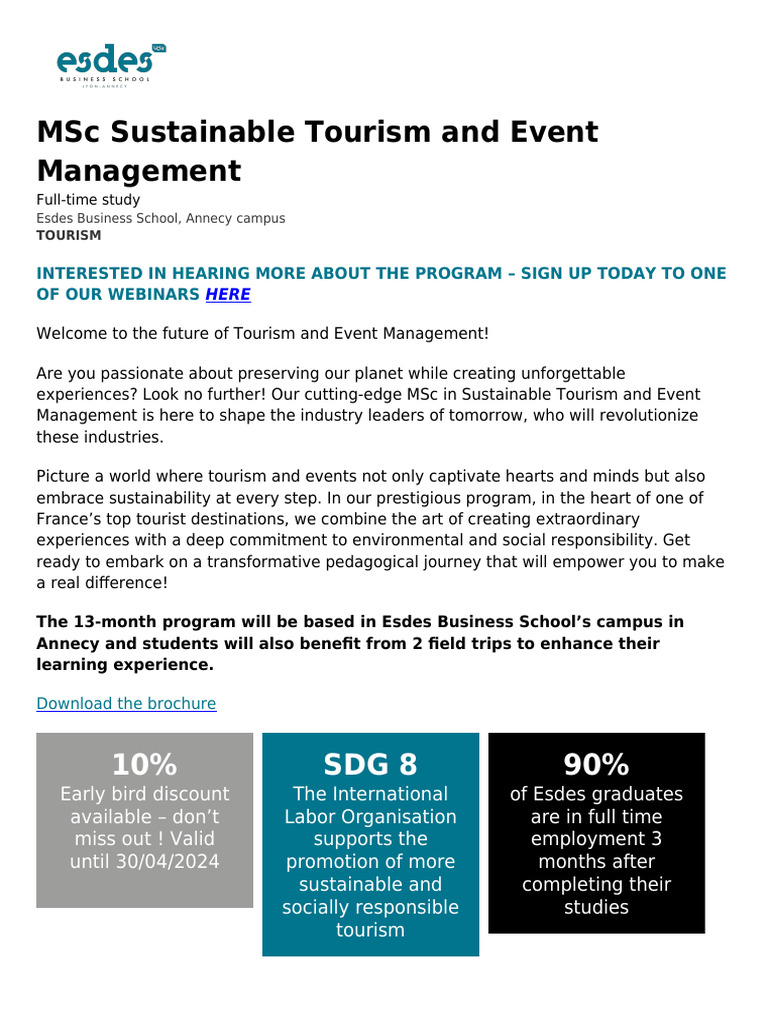 MSc in Sustainable Tourism Management | PDF | Tourism | Sustainability