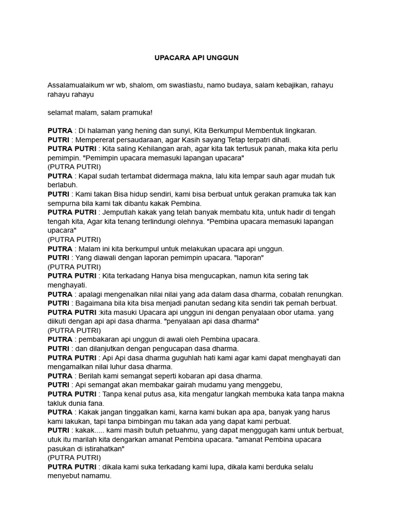 Teks Upacara Api Unggun Pramuka | PDF