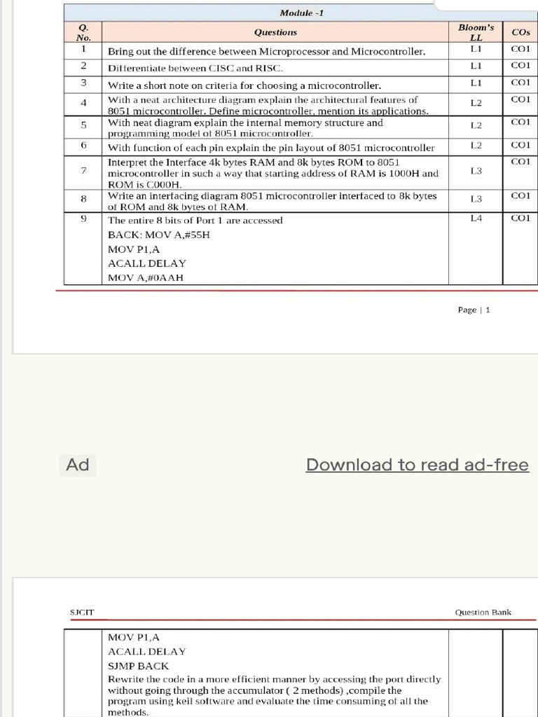 Microcontroller Imp Questions | PDF