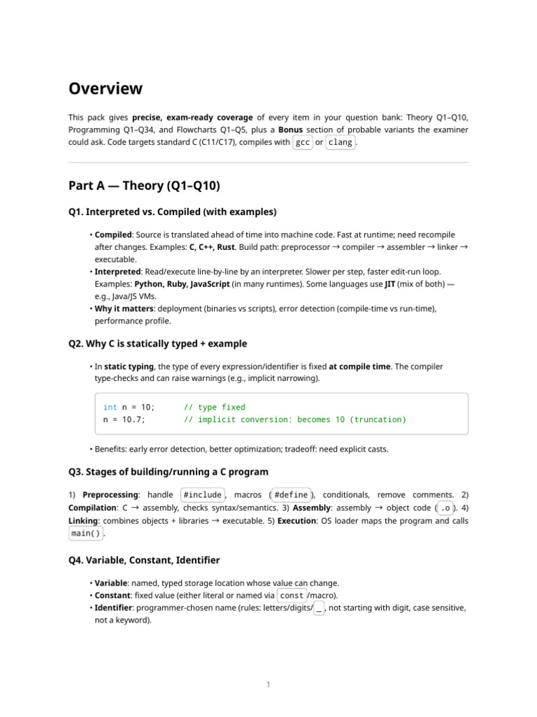 C Programming Exam Guide and Solutions | PDF | Compiler | Systems ...