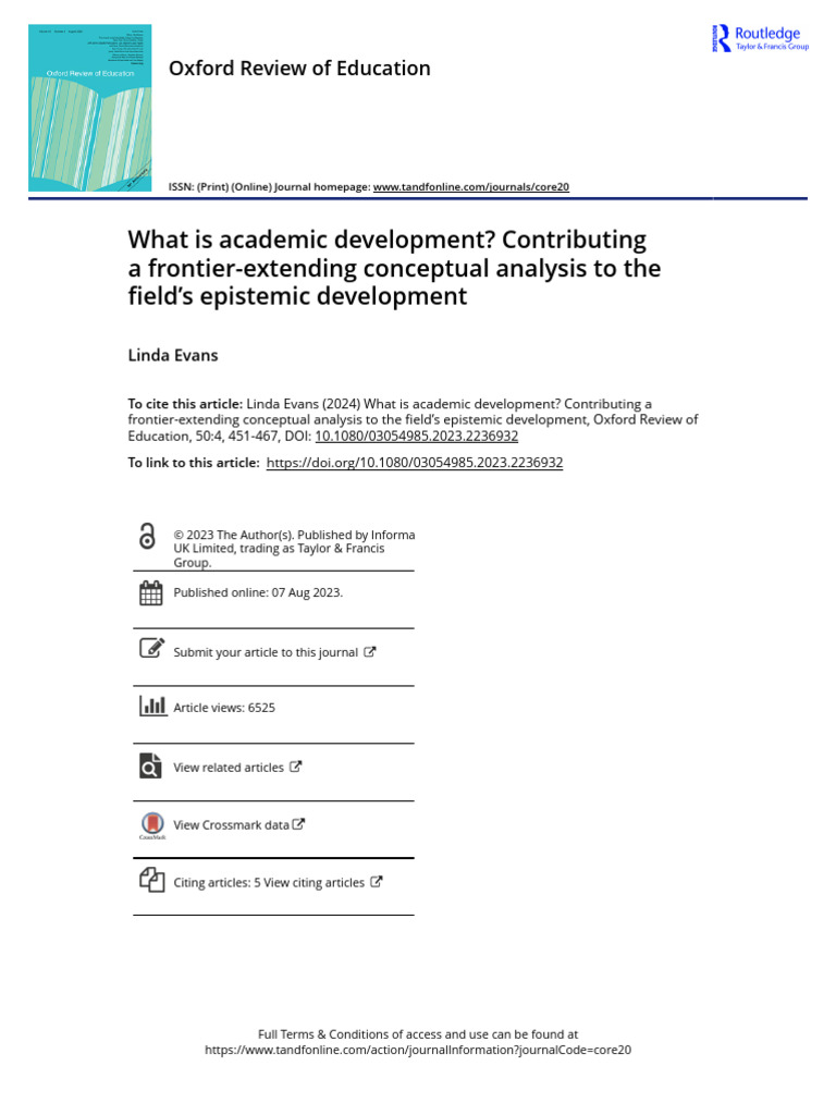 What Is Academic Development Contributing A Frontier-Extending ...