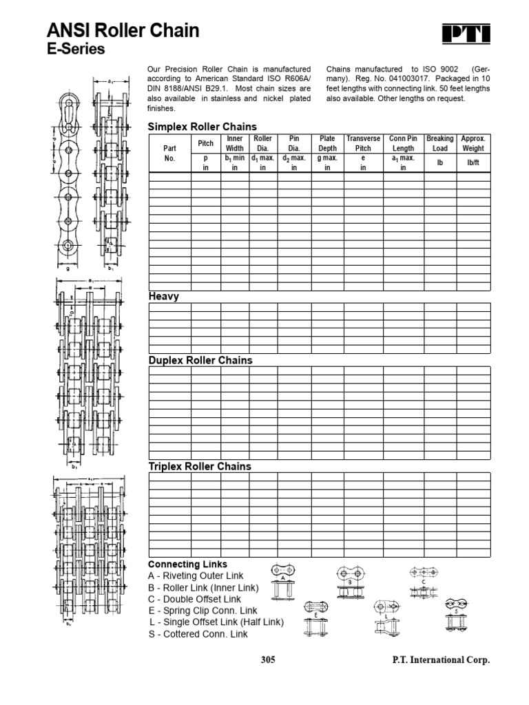 ANSI Roller Chain E-Series | PDF | Manufactured Goods | Supply Chain ...